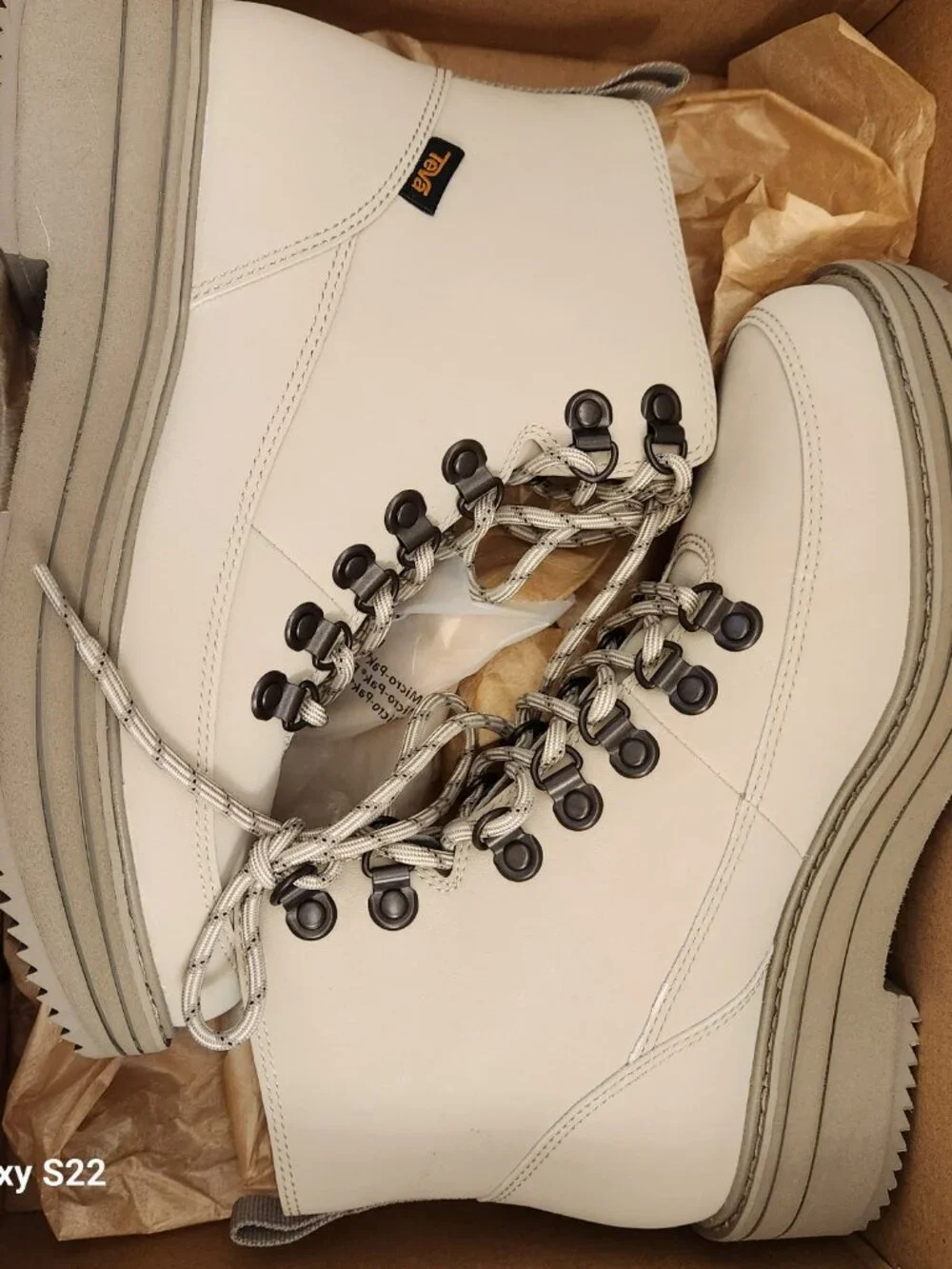 Teva Light Beige Platform Lace-Up Ankle Booties